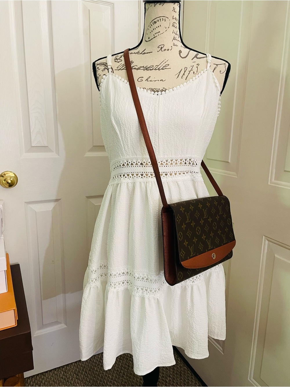 SHEIN White Crochet-Trim A-Line Sundress